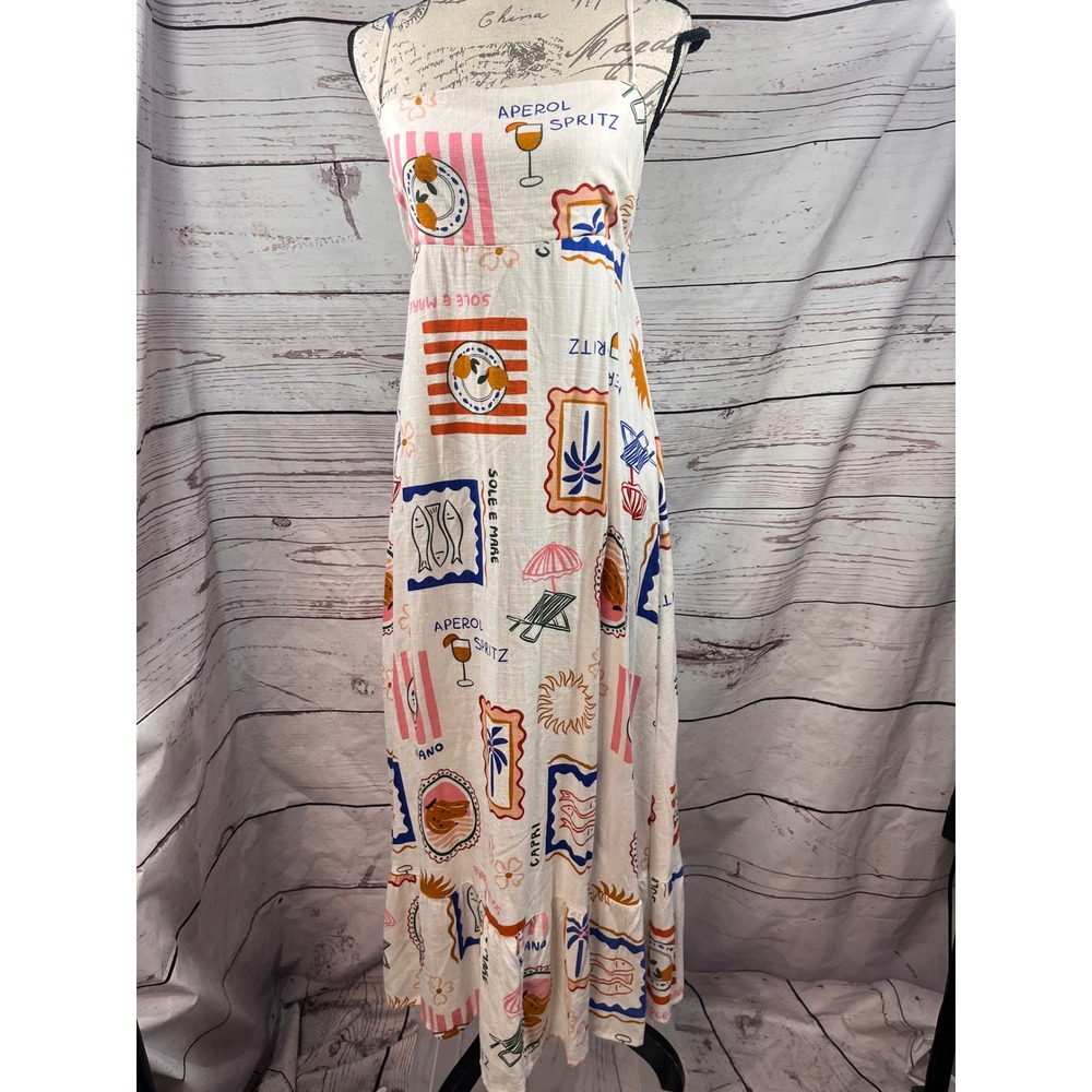 Label of Love Aperol Spritz Mediterranean Novelty Print Maxi Dress Medium